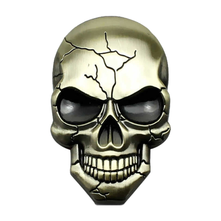Bronze 3D devil skull car sticker with black sunglasses and cracked design