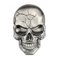 Metallic silver 3D devil skull car sticker with black sunglasses and cracked design