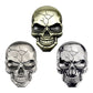 Set of three 3D devil skull car stickers in bronze, silver grey, and titanium colors