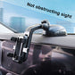 Black suction car phone holder mounted on dashboard with clamp cradle