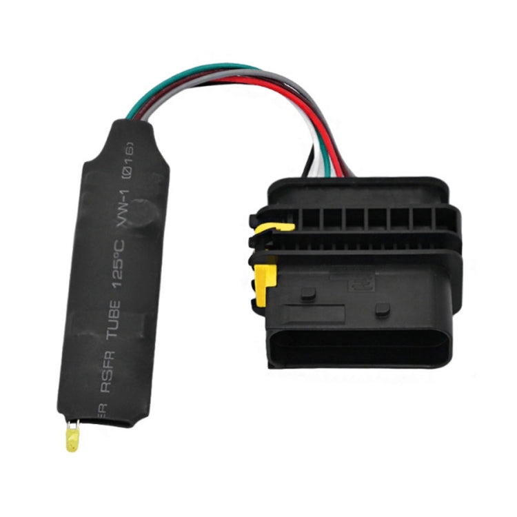 OBD2 emulator connector with black multi-pin plug and multicolor cable