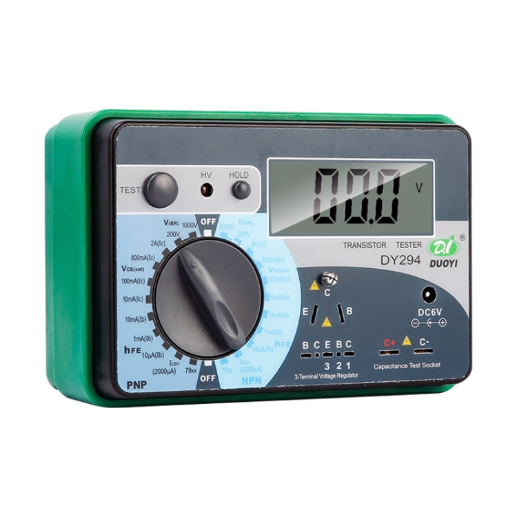 Digital transistor analyzer tester with LCD display and rotary dial, DY294