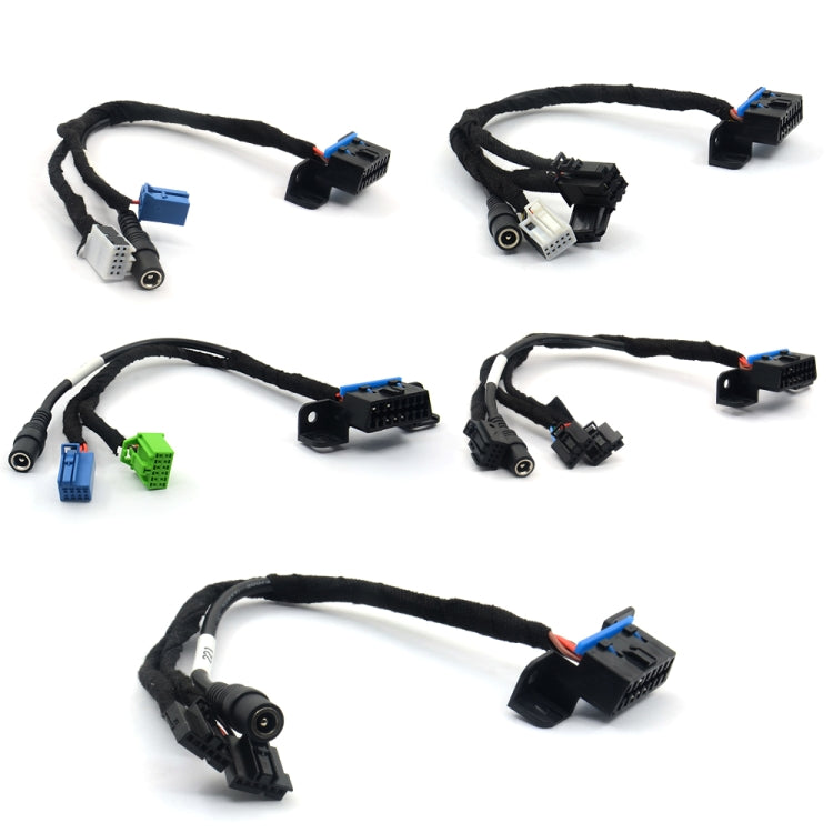 Automotive EIS/ELV test cable harness with multiple black connectors and colored plugs