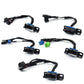 EIS/ELV test cable harness with several plug adapters and mounting brackets, black with blue/green