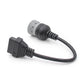 Diagnostic adapter cable with gray cylindrical OBD2-style connector and black 6-pin plug