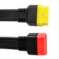 OBD2 16-pin extension cable, black cable with yellow and red connector plugs