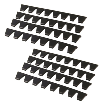 Set of black bumper guard strips with raised, tooth-like protective tabs