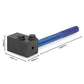 Brake pipe flaring tool with blue lever and black clamp body, with size markings