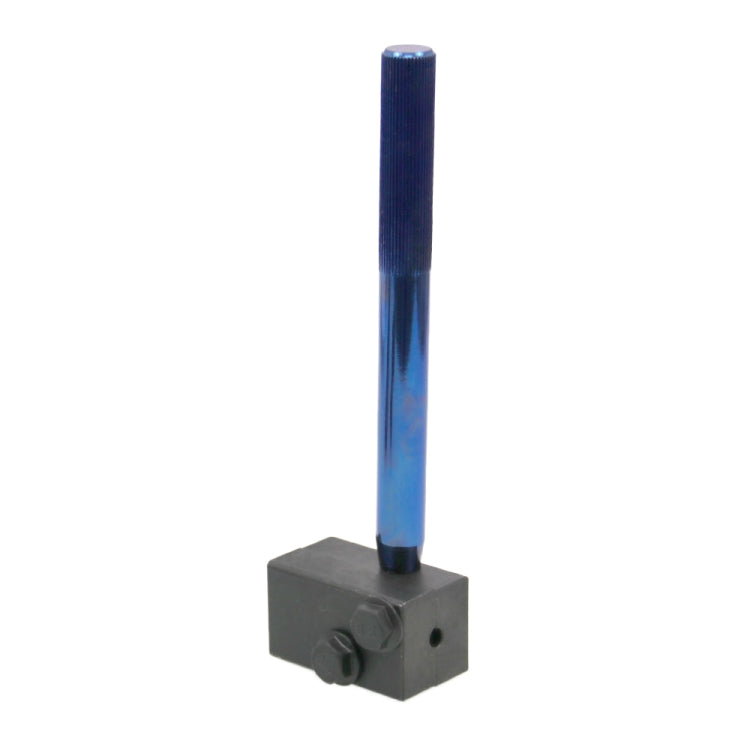 Brake pipe flaring tool with upright blue lever and black base block