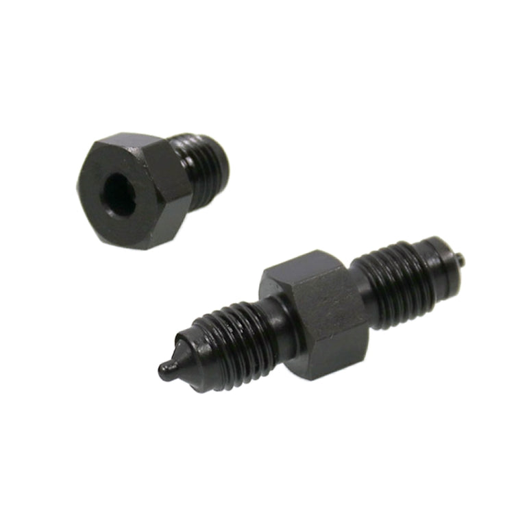 Brake pipe flaring tool dies with threaded fittings, featuring black hex pieces