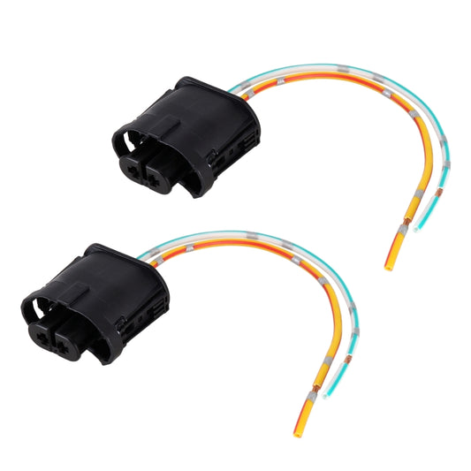 Pair H11 bulb socket connectors with female ends and color-coded wire leads