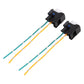 H11 bulb socket holder connectors with wiring harness, two units, multi-color wire leads