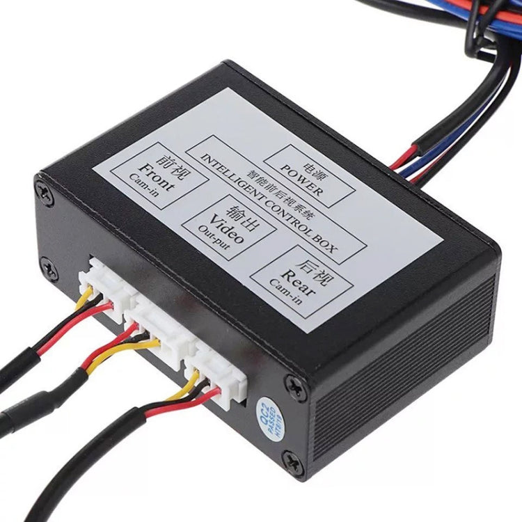 Black front/rear intelligent control box with label panel and multi-wire connectors