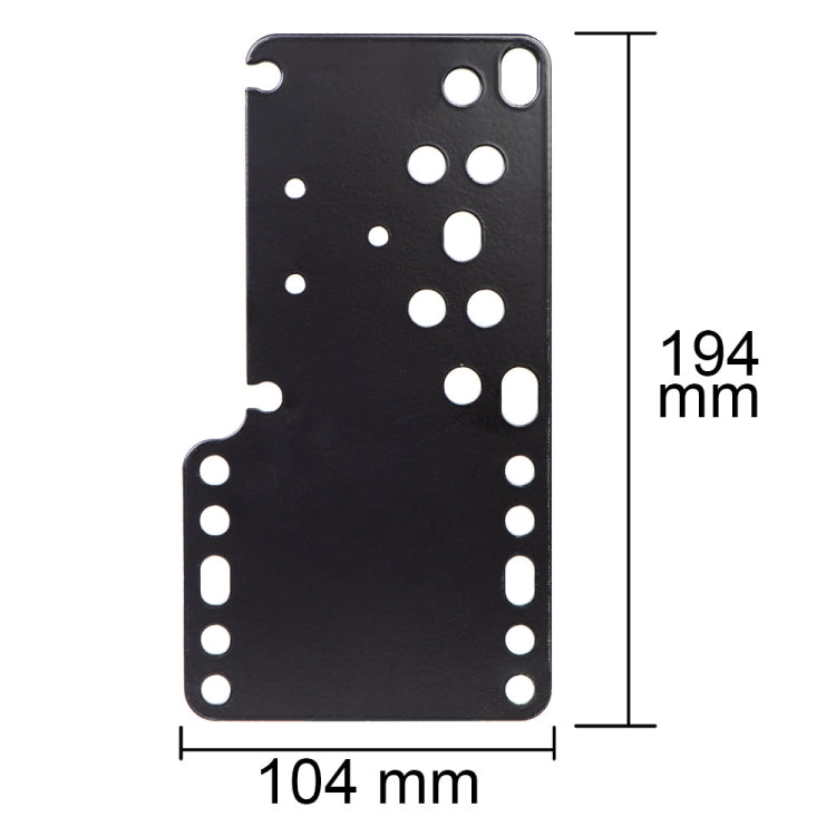 Black mounting plate for USB racing handbrake with corner holes and slots