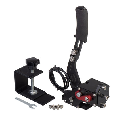 USB racing handbrake kit with bracket base, cable, screws, and adjustment wrench