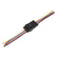 Black 5-pin lamp holder with multicolor wire pigtail and keyed connector plug