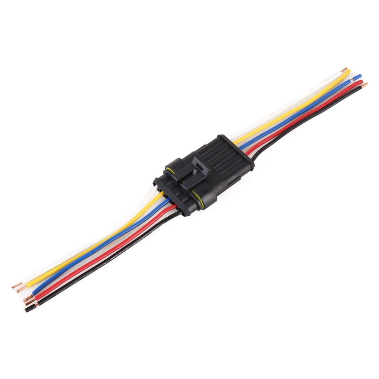 Black 5-pin lamp holder with multicolor wire pigtail and keyed connector plug