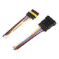 Pair of black 5-pin lamp holders with multicolor wire leads and protective housings