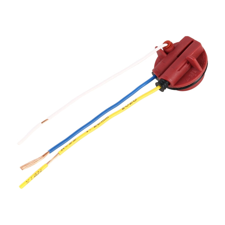 Brake light socket holder with attached cable, red housing and three wire leads