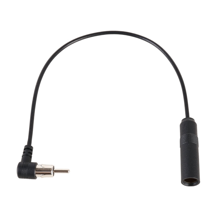 Car radio antenna extension cable with male plug and black cylindrical socket end