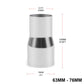 Exhaust pipe joint reducer sleeve, silver finish sized from 63mm to 76mm