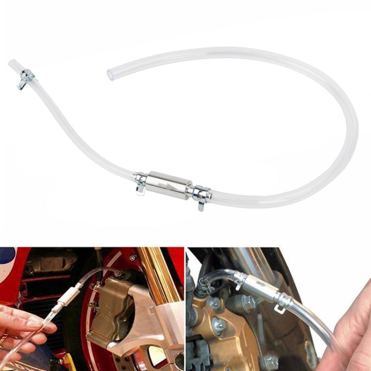 Motorcycle hydraulic brake bleeder tool set with clear hose and metal connector