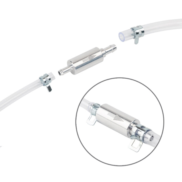 Motorcycle brake bleeder tool with silver pump cylinder and clear tubing