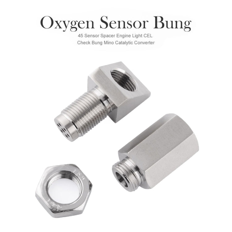 Oxygen sensor bung adapter set with threaded components for oxygen sensor installation