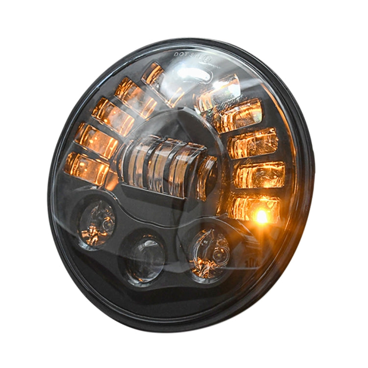7-inch LED matrix headlight with clear lens and amber illuminated light segments