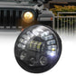 7-inch LED matrix headlight with clear lens, glowing white LED beam cluster