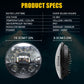 7-inch LED matrix headlight front view with side profile showing mounting housing