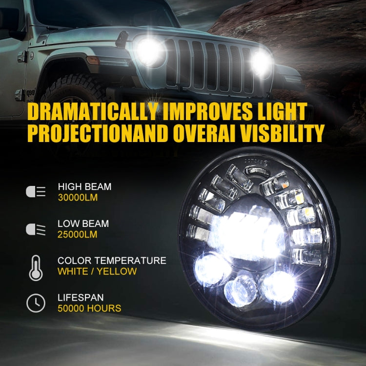 7-inch LED matrix headlight with bright white high-beam illumination