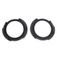 Set of two black plastic headlight inside brackets, circular ring with mounting tabs