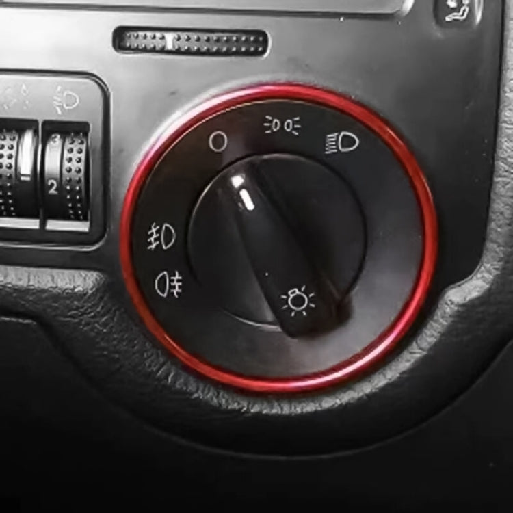 Car headlight switch decorative ring, red trim around headlight switch dial