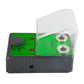 DUOYI spark plug tester with clear hinged cover open, green panel, and dual sockets