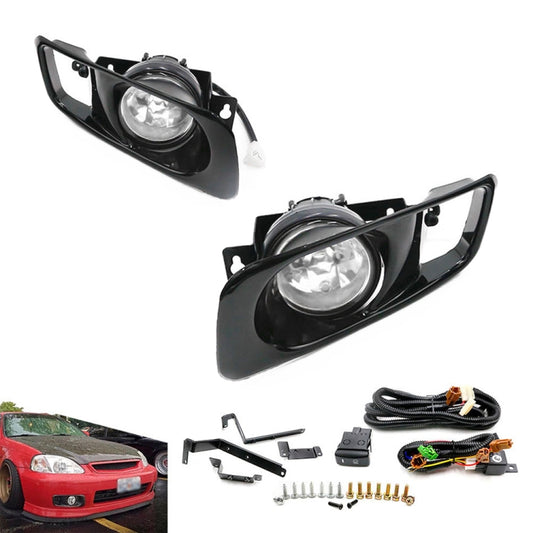 Front fog light set with black housings and clear lenses (white beam)