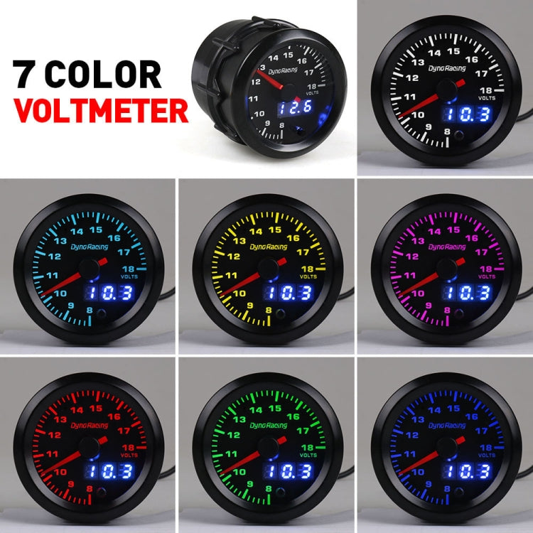 52mm car voltmeter gauge with multiple LED color styles and blue digit display options