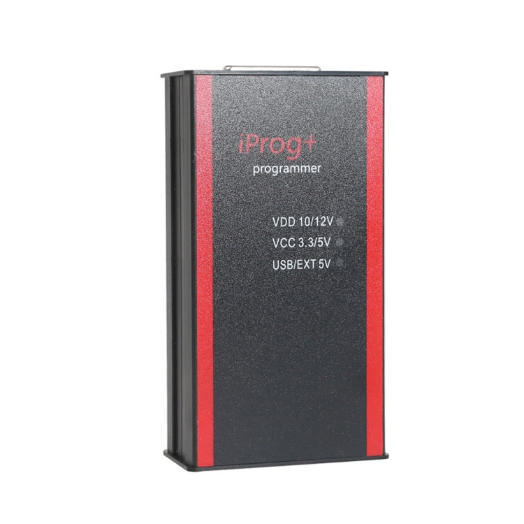 Car key programmer tool, tall black body with red side stripe and iProg+ text
