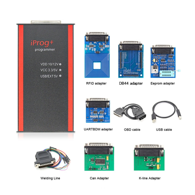 Car key programmer kit with main unit, RFID/DB44/Eeprom adapters and cables