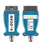 Front and back view of blue K+DCAN FT232RL USB diagnostic adapter