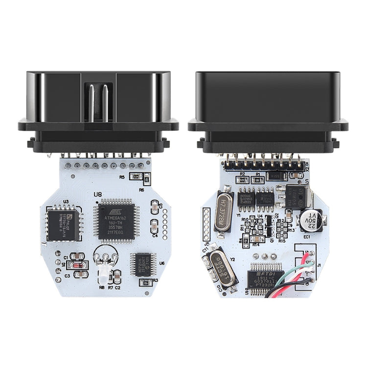 Open view of K+DCAN FT232RL USB diagnostic adapter circuit boards