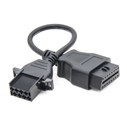 OBD2 conversion cable with 8-pin and 16-pin diagnostic connectors, black