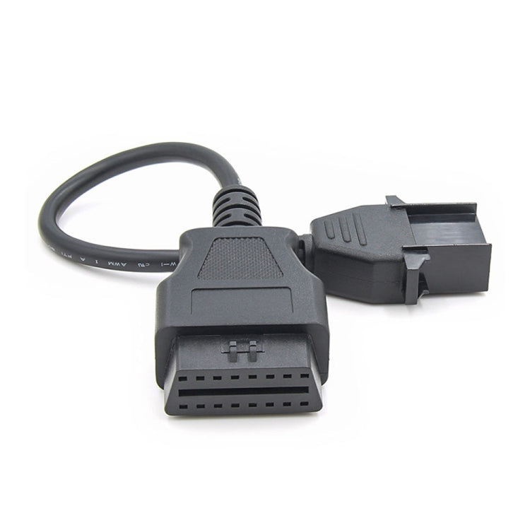 OBD2 conversion adapter cable showing 16-pin and 8-pin plug ends, black