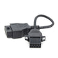 OBD2 conversion cable with two diagnostic connectors, black cable and plugs