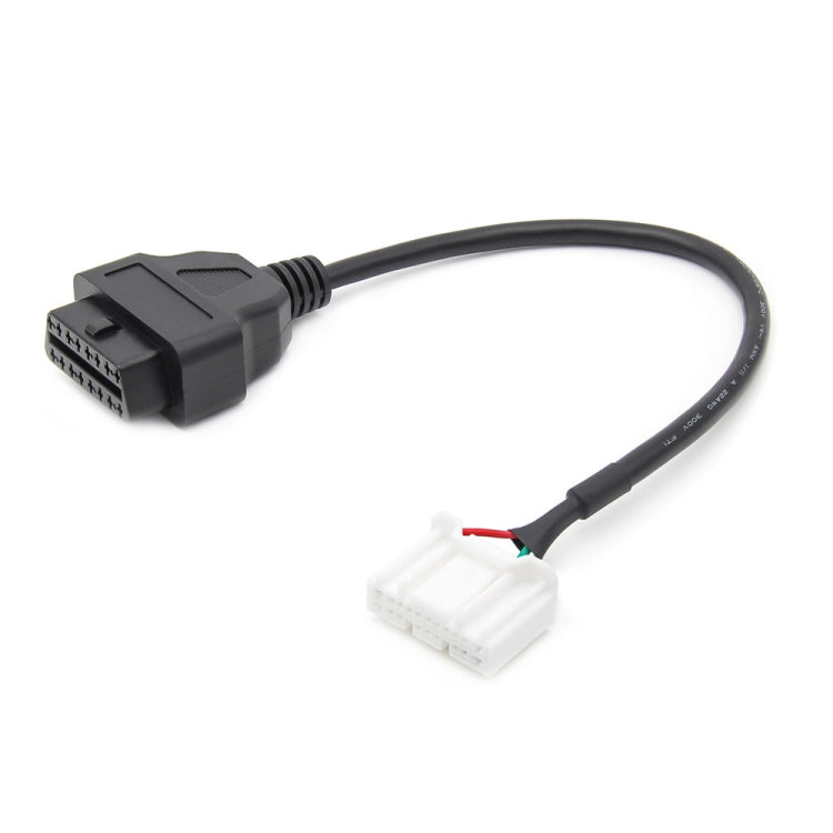 OBD2 diagnostic adapter cable with OBD connector and white wiring plug