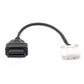 OBD2 adapter cable with black OBD socket and white wiring plug