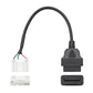 OBD2 adapter cable showing black OBD plug with white wiring harness connectors