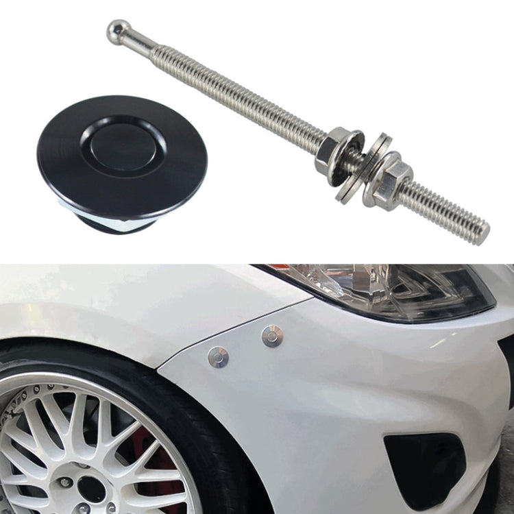 Black quick-pins hood pin with stainless lock bolt and push-button cap