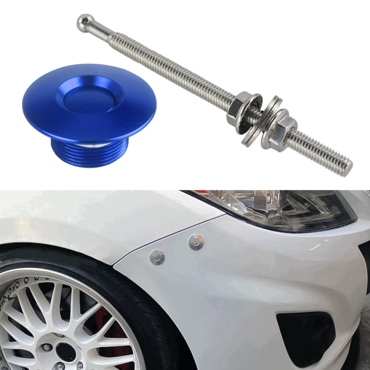 Blue quick-pins hood pin with stainless lock bolt and push-button cap