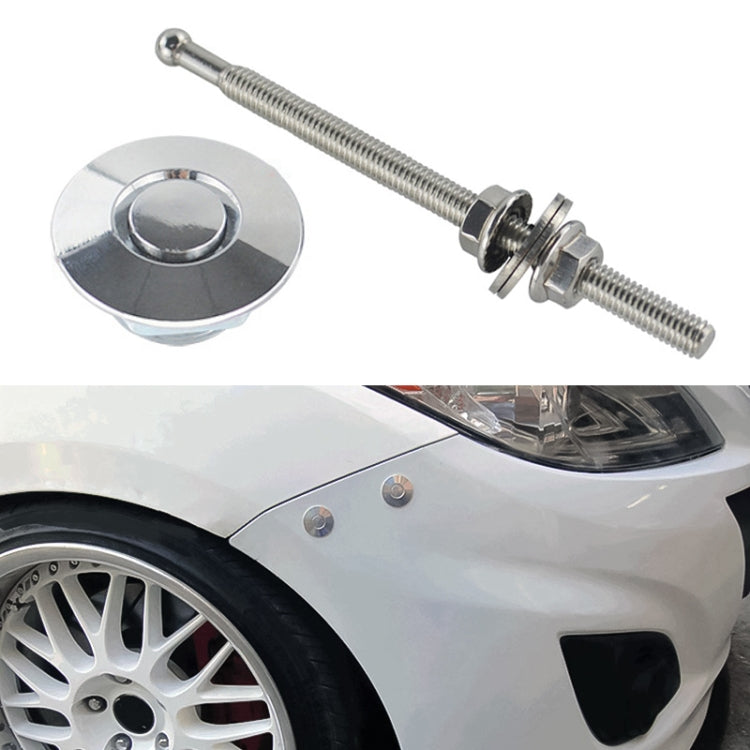 Silver quick-pins hood pin with stainless lock bolt and push-button cap